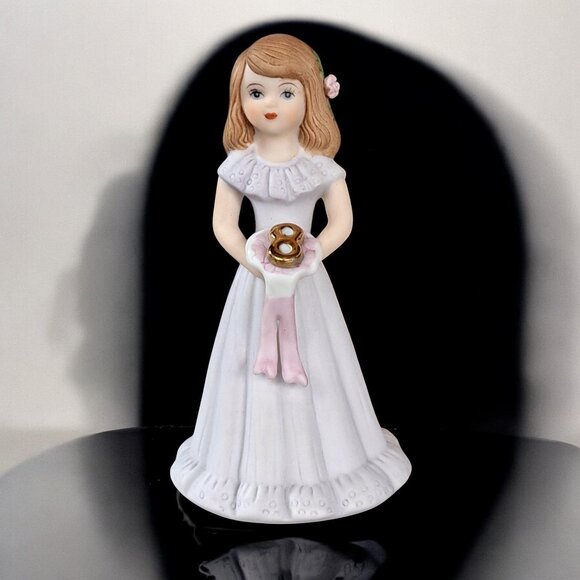 Enesco Growing Up Birthday Girls Age 8 Brunette Porcelain Figurine 1982 - Picture 14 of 14